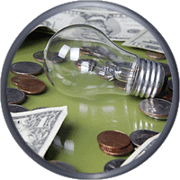 lightbulb and scattered change